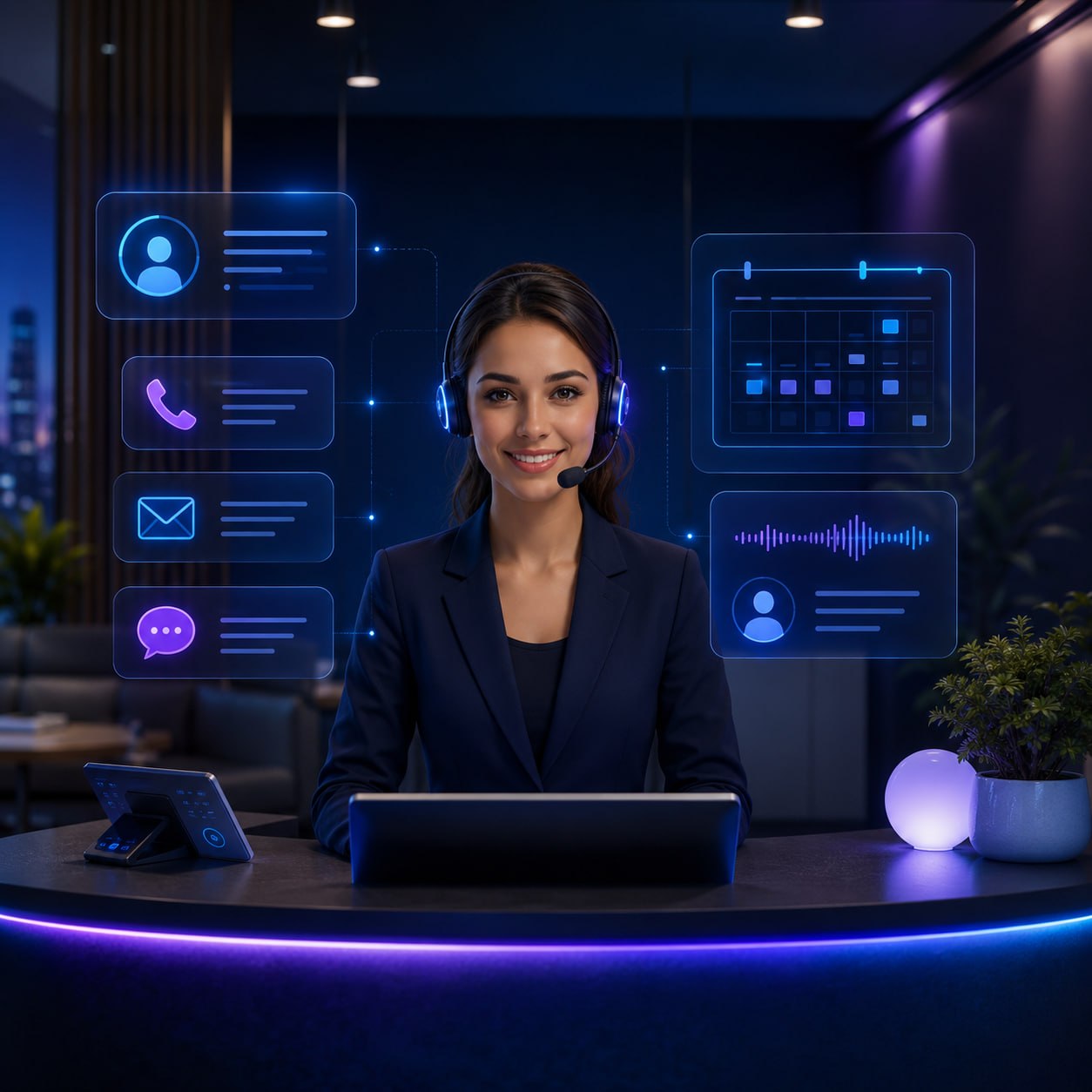 AI receptionist answering business phone calls and routing requests