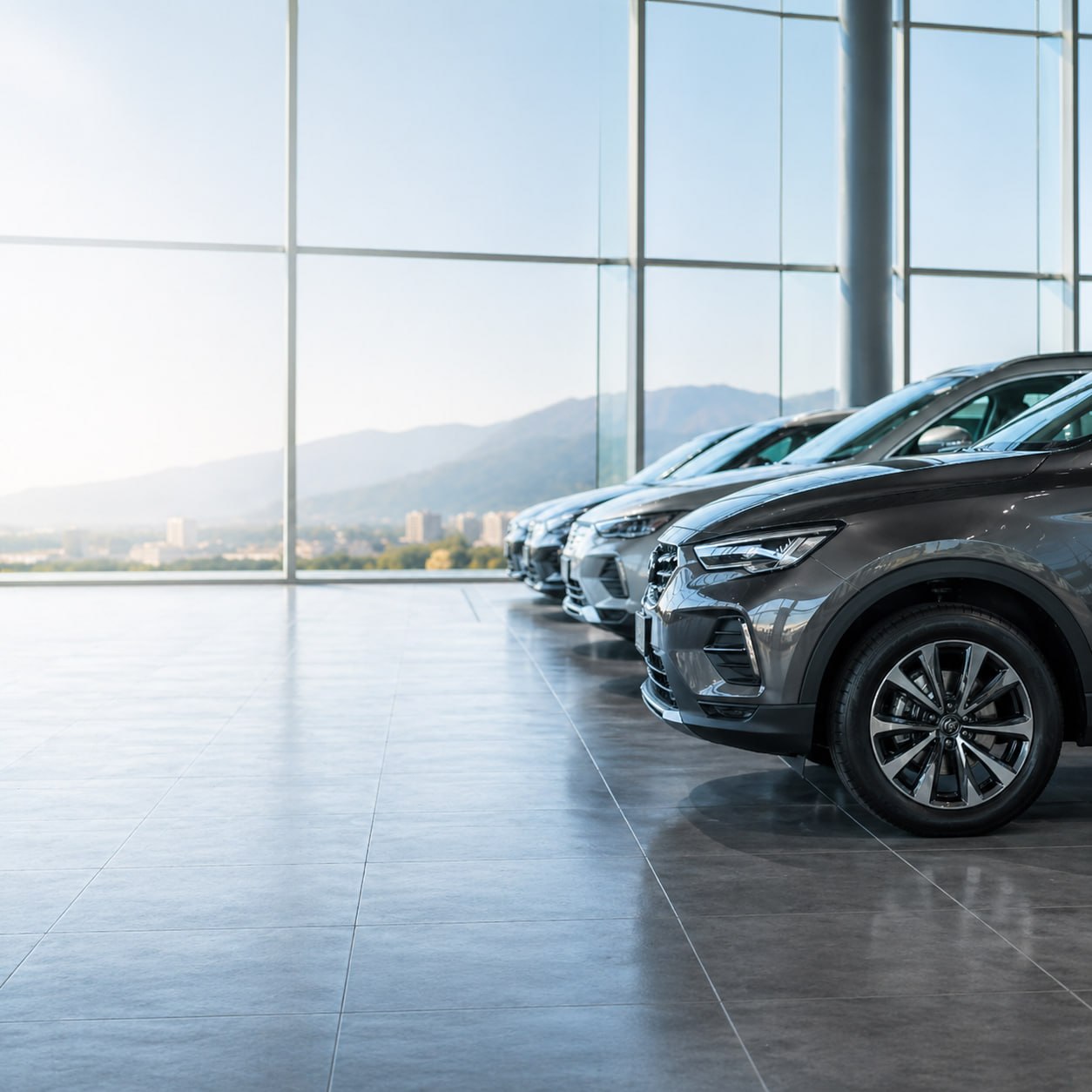 Modern vehicle showroom representing dealership IT services